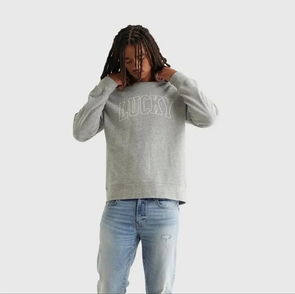 Lucky Brand Sueded Terry Crew, Color Gray Size M - Picture 1 of 15